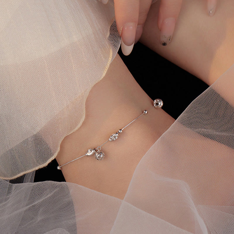 Bracelet de cheville simple en argent sterling 925 avec perles