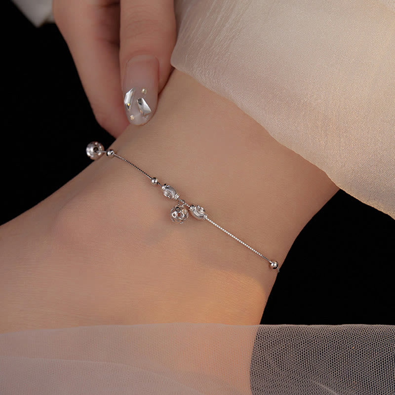 Bracelet de cheville simple en argent sterling 925 avec perles