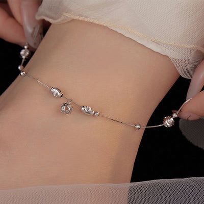 Bracelet de cheville simple en argent sterling 925 avec perles
