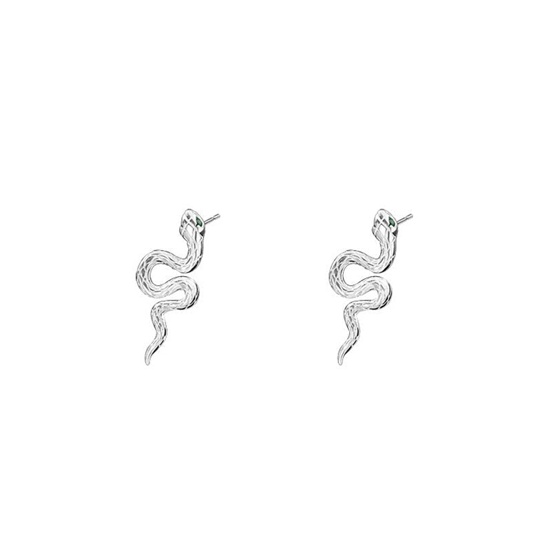 Ensemble collier et boucles d'oreilles en argent sterling 925 avec pendentif serpent