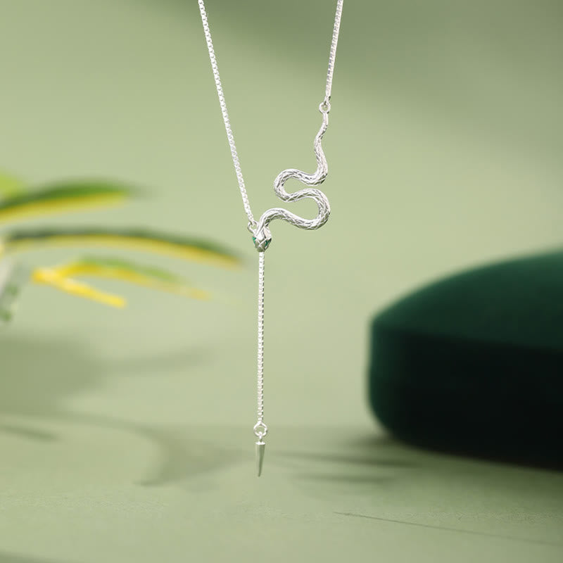 Ensemble collier et boucles d'oreilles en argent sterling 925 avec pendentif serpent