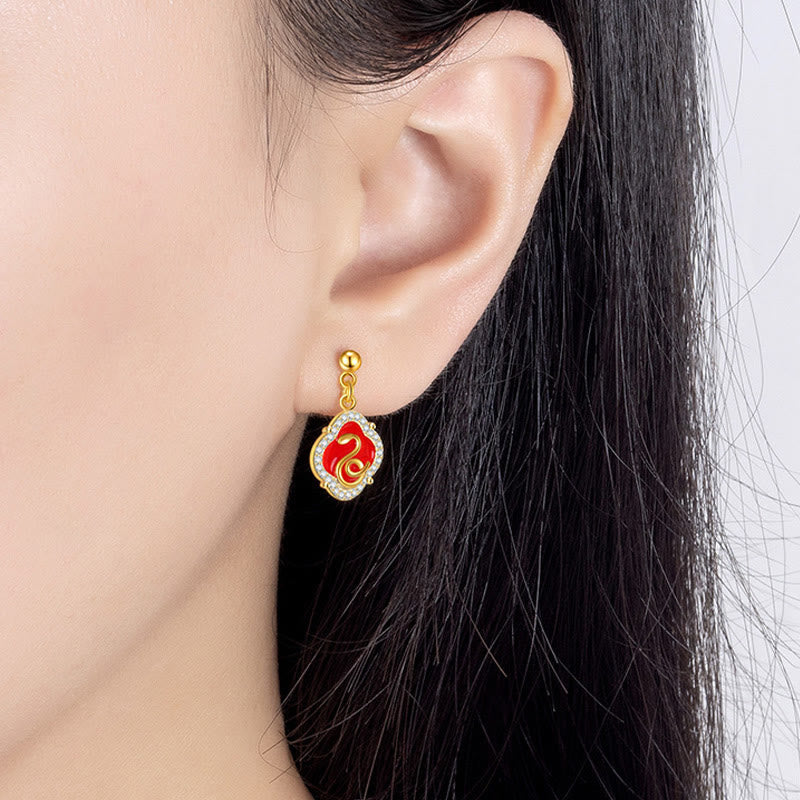Boucles d'oreilles serpent en argent sterling 925 pour la sagesse et la protection