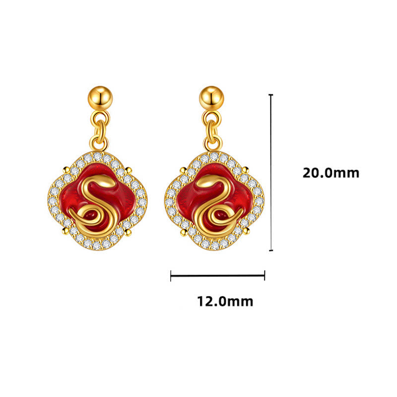 Boucles d'oreilles serpent en argent sterling 925 pour la sagesse et la protection
