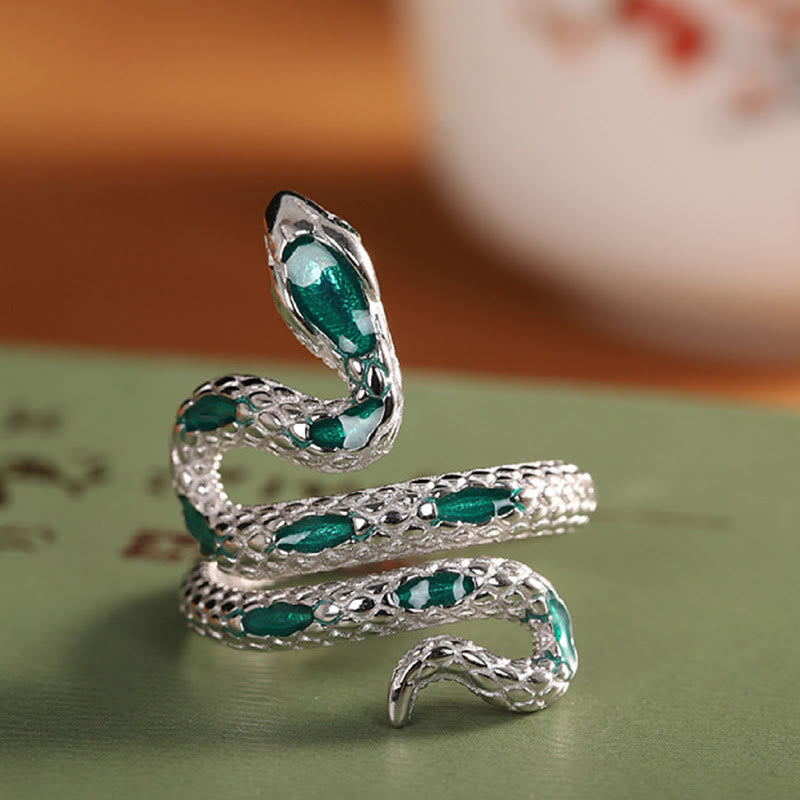 Bague de bénédiction serpent en argent sterling 925