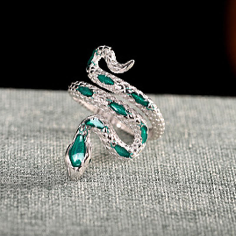 Bague de bénédiction serpent en argent sterling 925