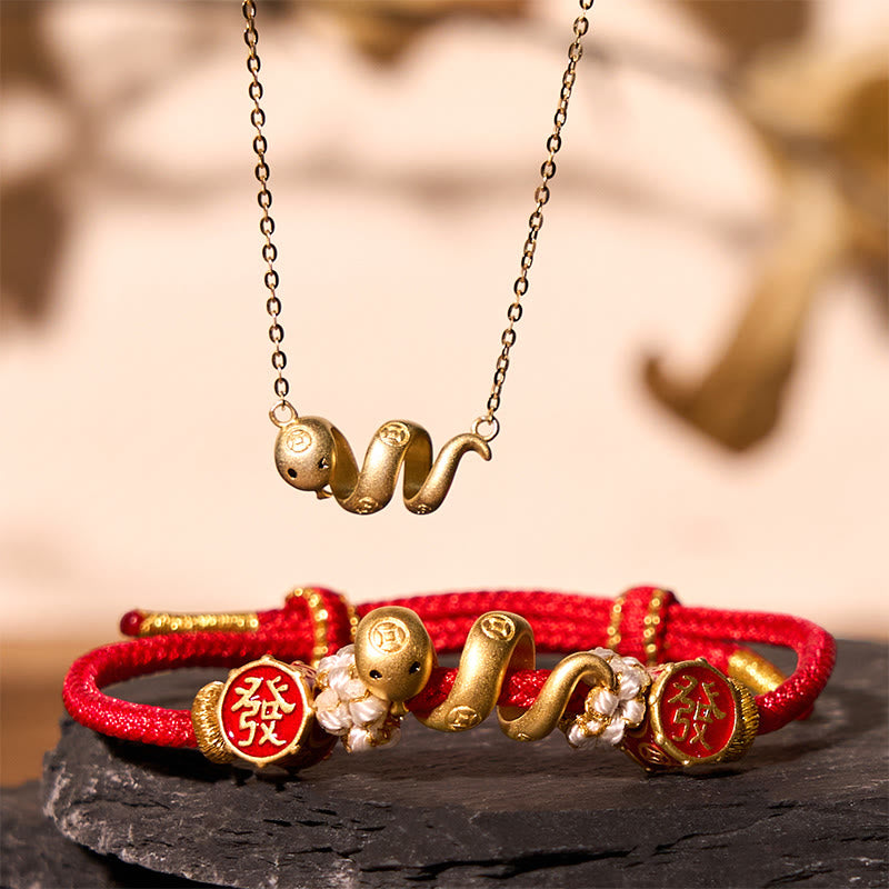 Collier serpent en argent sterling 925 avec cordon de protection rouge 2025