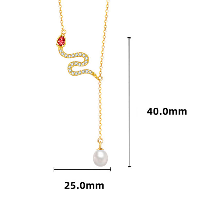 Collier de perles avec pendentif serpent en argent sterling 925 | Protection et sagesse
