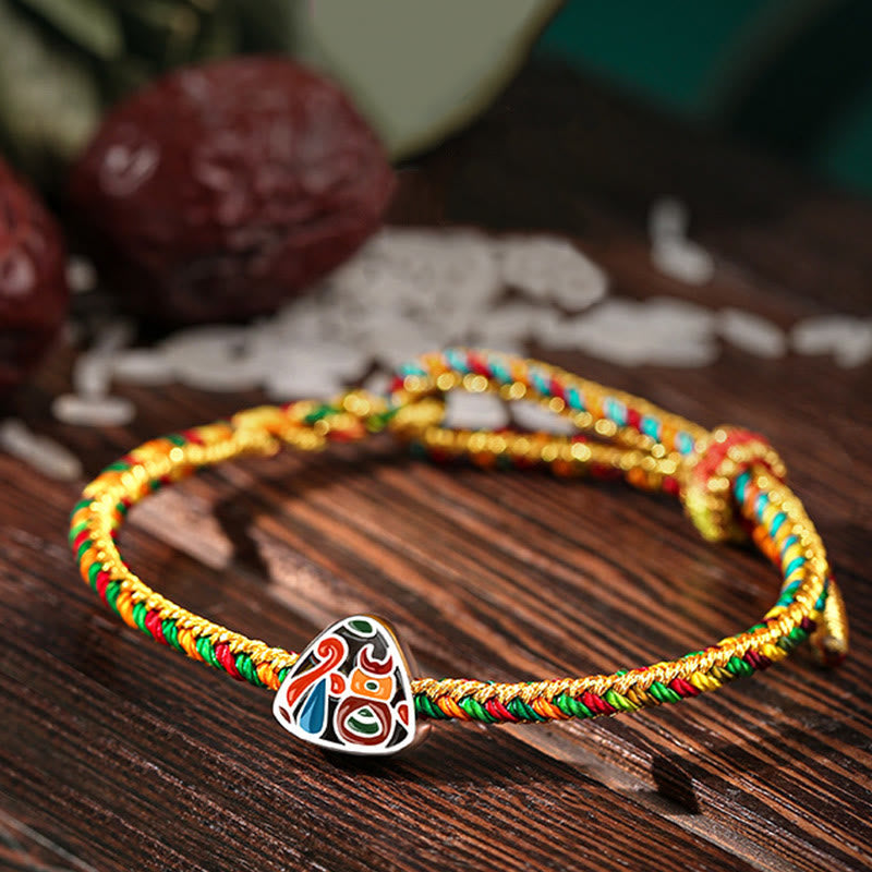 Bracelet spirituel en argent sterling 925 avec corde colorée | Chance et protection