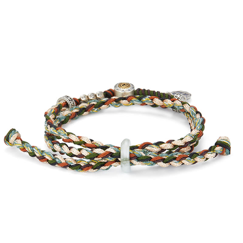 Bracelet porte-bonheur spirituel en argent sterling 925 avec croix gammée et blé