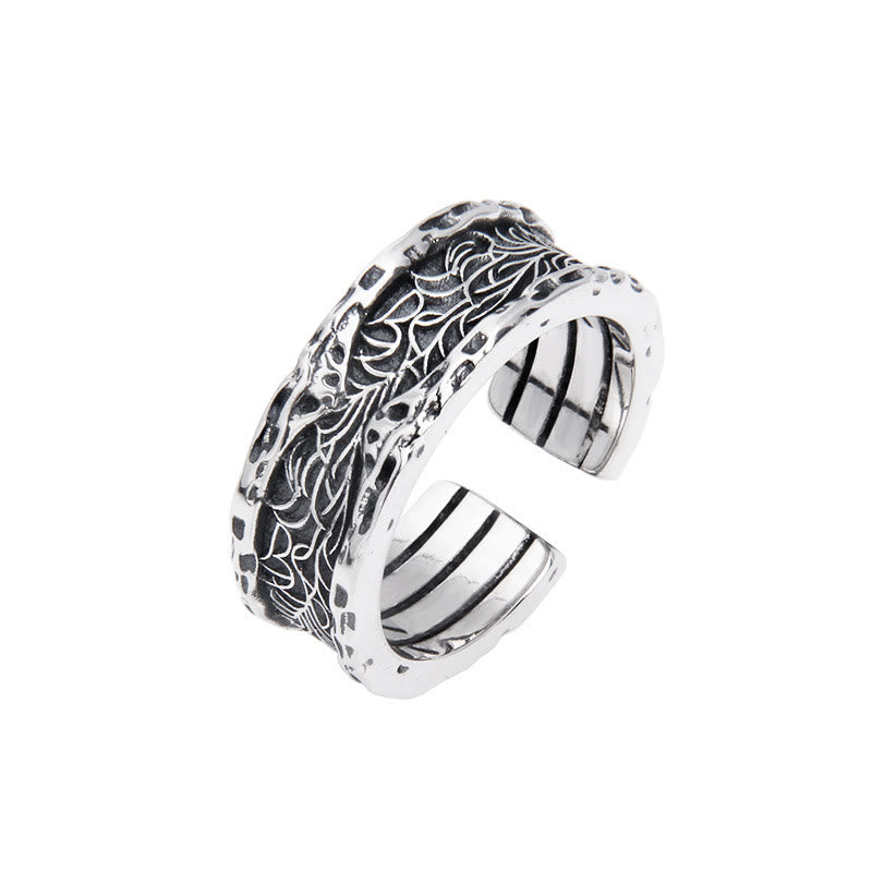 Bague ajustable en argent sterling 925 avec motif de fleurs de la dynastie Tang