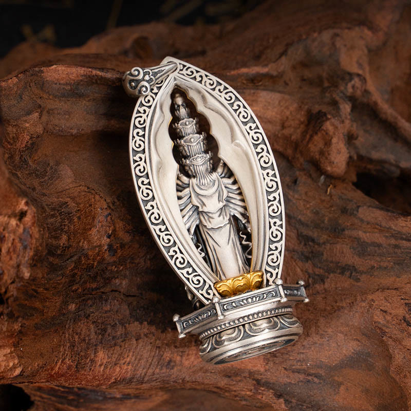 Collier Guanyin à mille bras en argent sterling 925