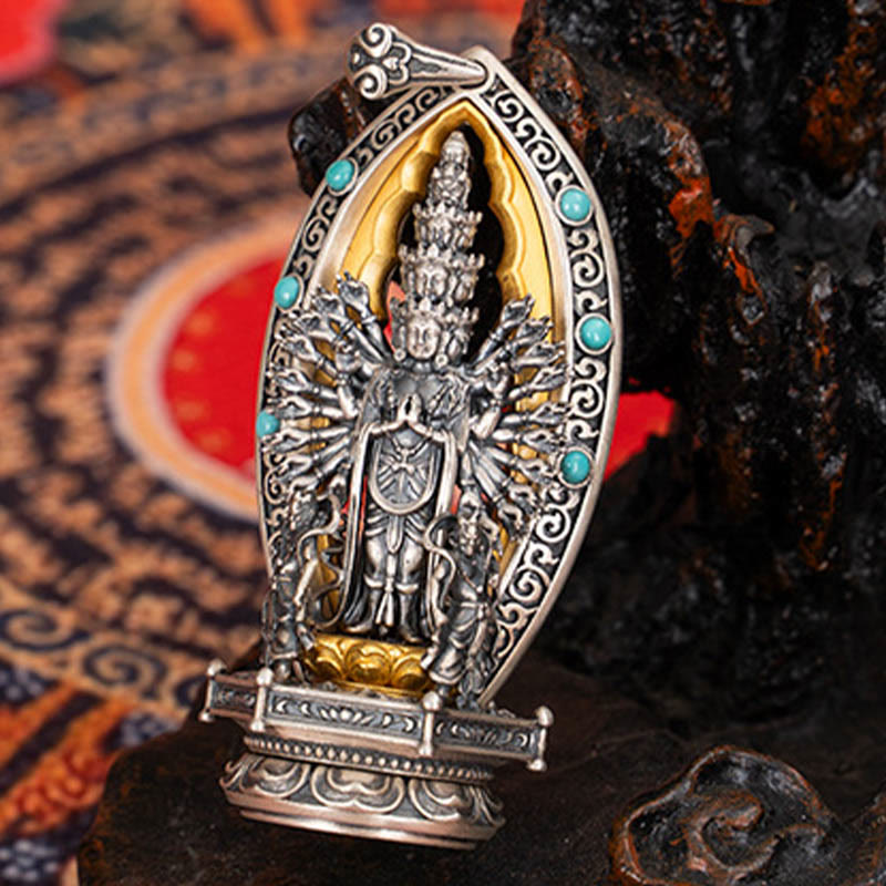 Collier Guanyin à mille bras en argent sterling 925