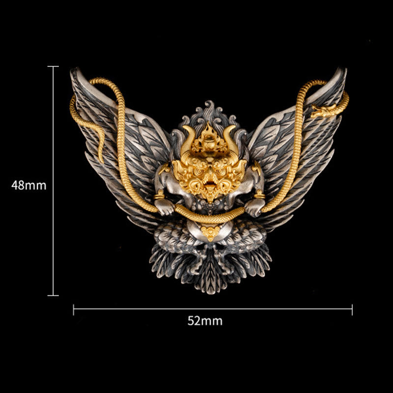 Collier tibétain en argent sterling 925, symbole de la sagesse, oiseau, dragon, serpent et garuda