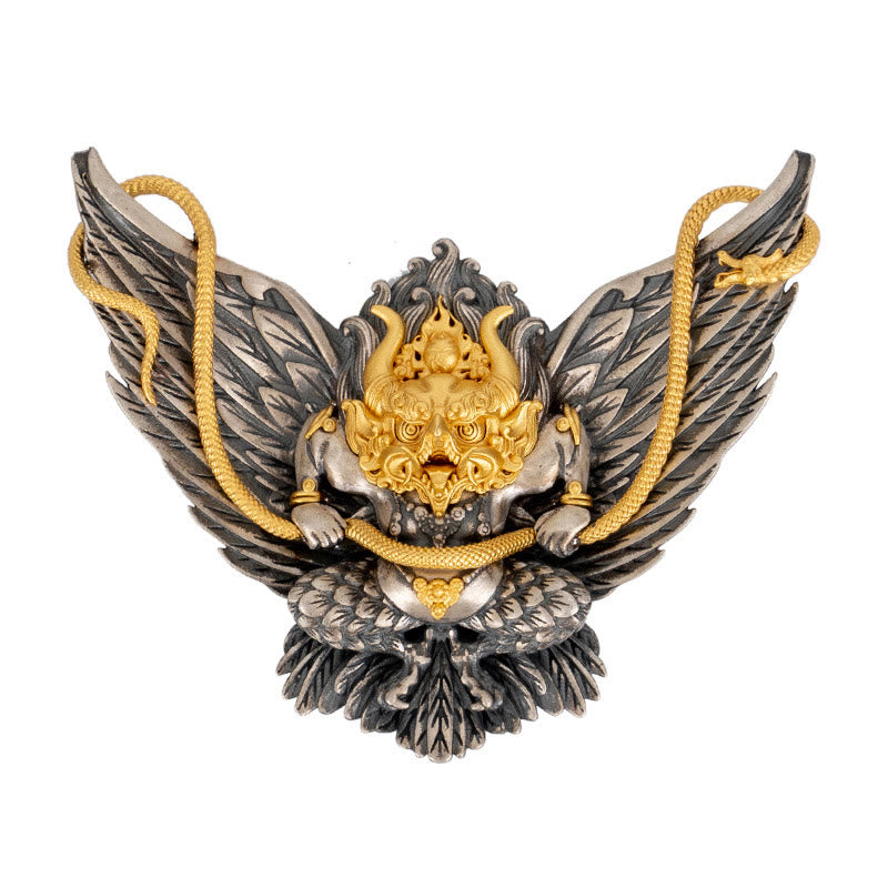 Collier tibétain en argent sterling 925, symbole de la sagesse, oiseau, dragon, serpent et garuda