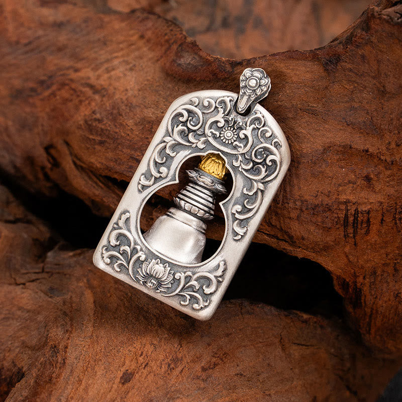 Pendentif cloche tibétain Garuda Bird Vajra Dorje en argent sterling 925