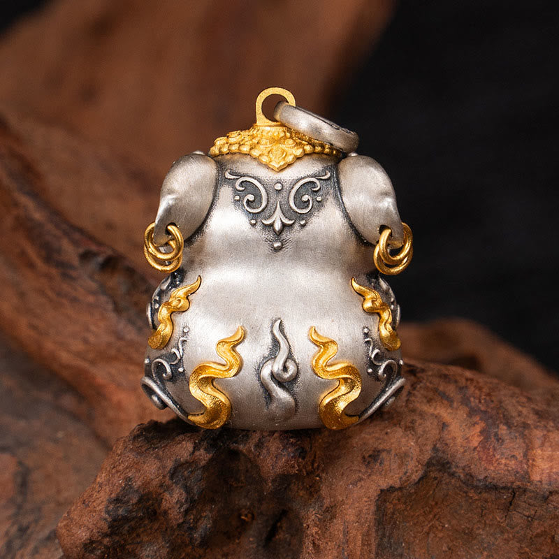 Collier de protection spirituelle en argent sterling 925 représentant un rat cracheur de trésors
