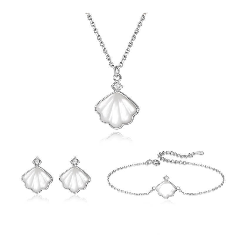 Ensemble de bijoux spirituels en argent sterling 925 avec pierre Tridacna