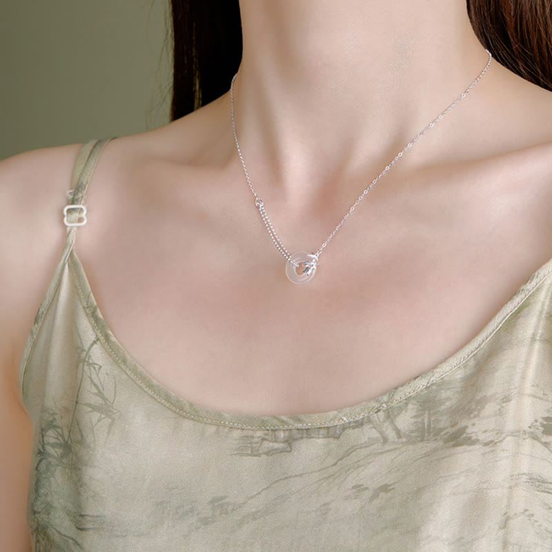 Collier avec boucle de paix en argent sterling 925 et calcédoine tulipe