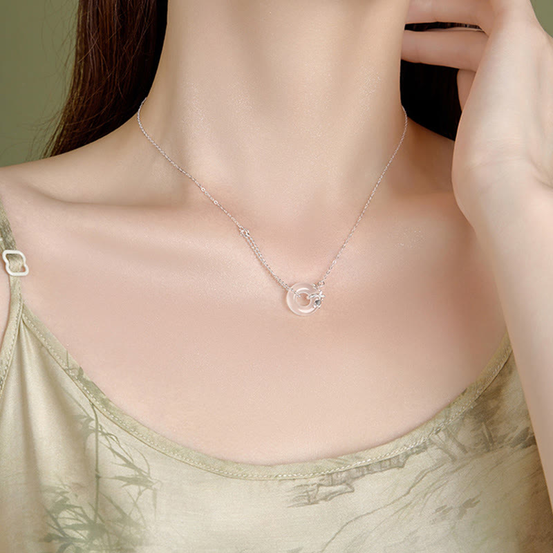 Collier avec boucle de paix en argent sterling 925 et calcédoine tulipe