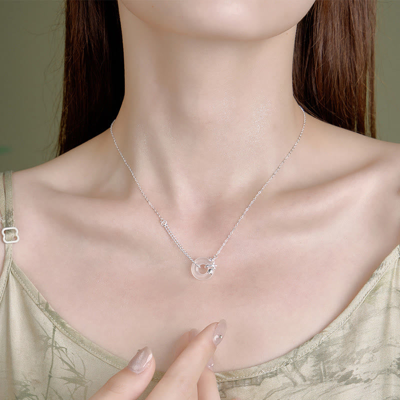 Collier avec boucle de paix en argent sterling 925 et calcédoine tulipe