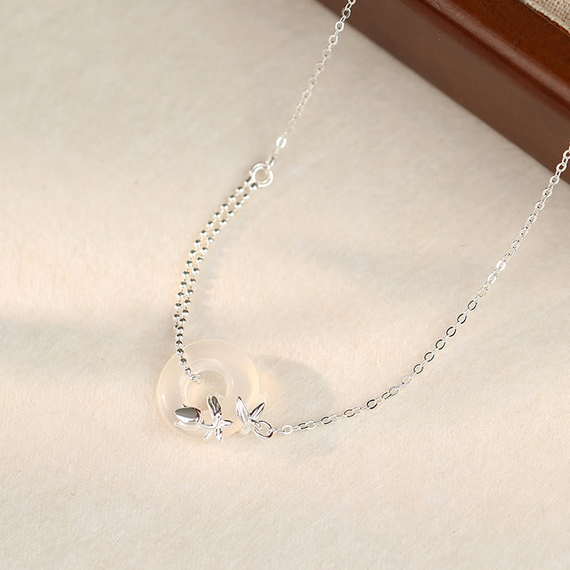 Collier avec boucle de paix en argent sterling 925 et calcédoine tulipe