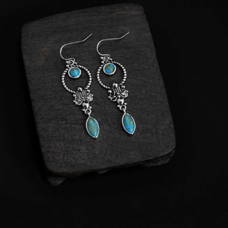Boucles d'oreilles pendantes en argent sterling 925 avec turquoise