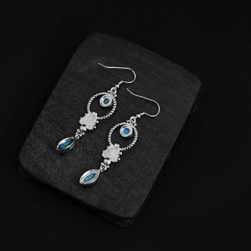 Boucles d'oreilles pendantes en argent sterling 925 avec turquoise