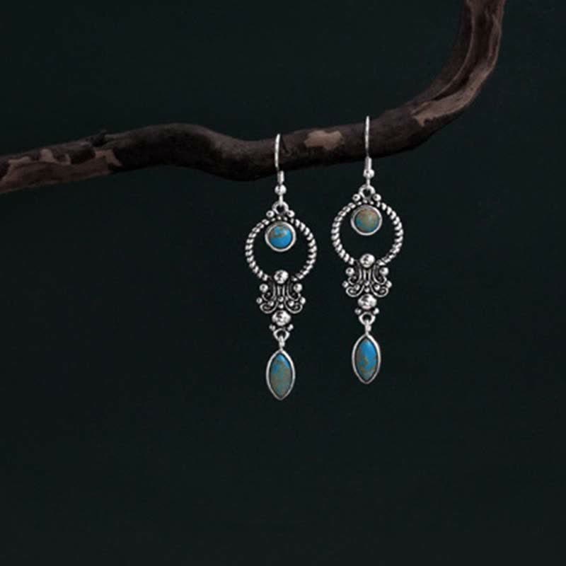 Boucles d'oreilles pendantes en argent sterling 925 avec turquoise
