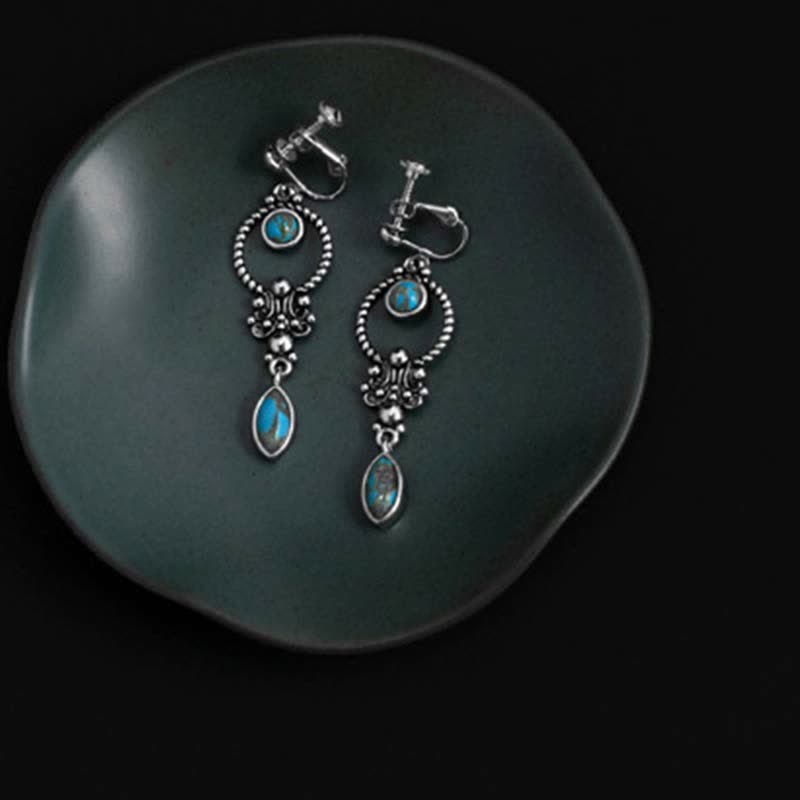 Boucles d'oreilles pendantes en argent sterling 925 avec turquoise