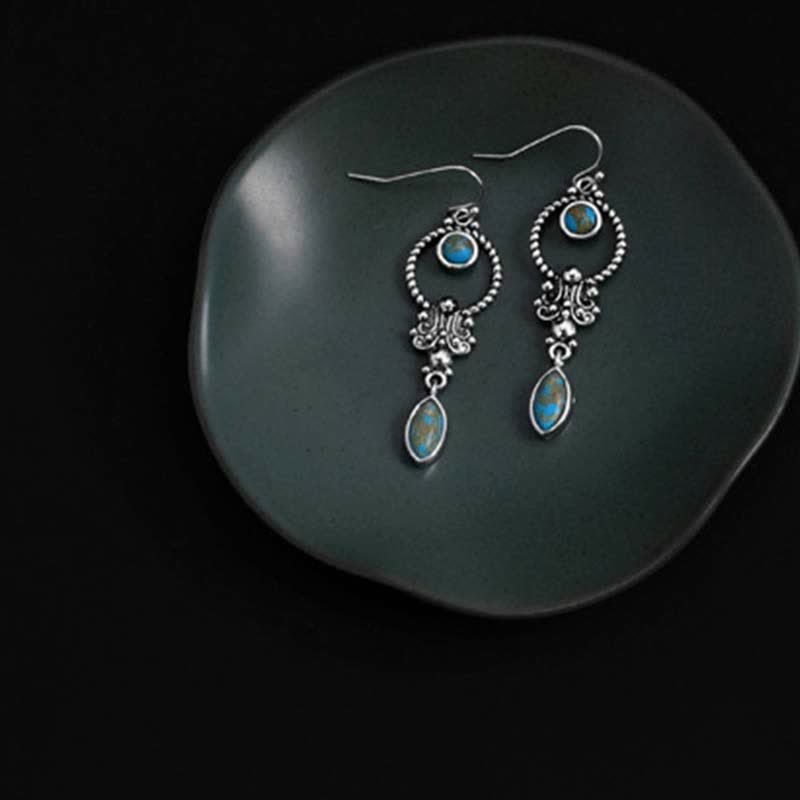 Boucles d'oreilles pendantes en argent sterling 925 avec turquoise