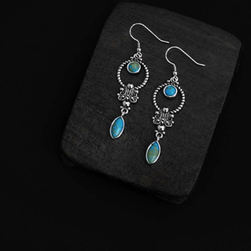 Boucles d'oreilles pendantes en argent sterling 925 avec turquoise