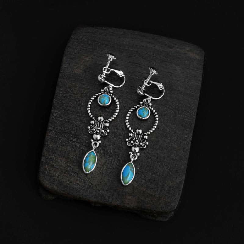 Boucles d'oreilles pendantes en argent sterling 925 avec turquoise