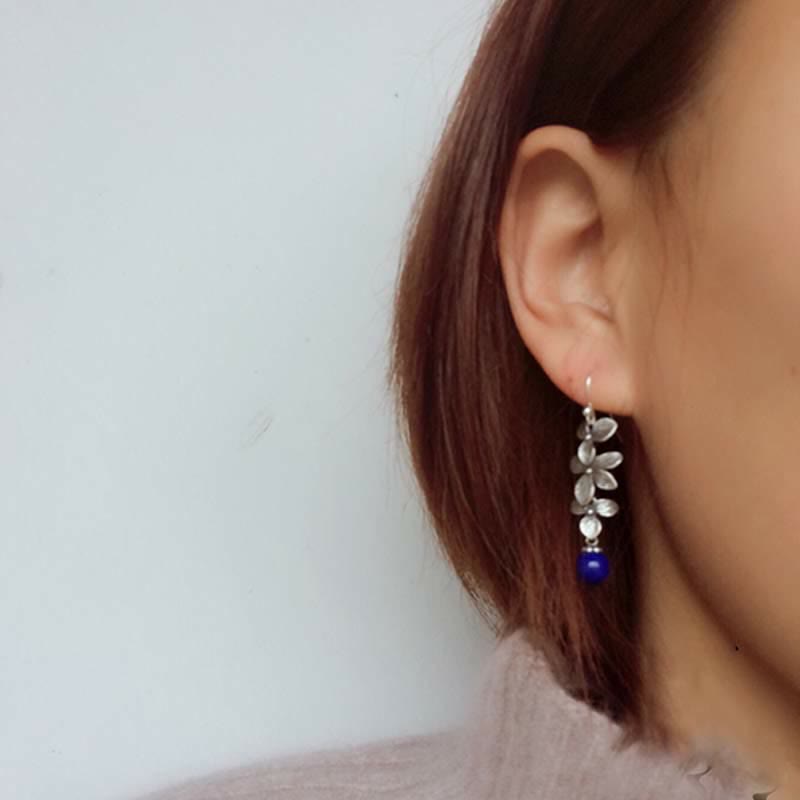 Boucles d'oreilles Serenity Protection en argent sterling 925 avec turquoise et lazurite