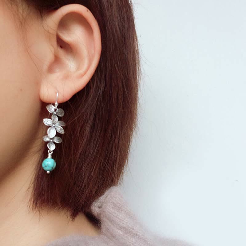 Boucles d'oreilles Serenity Protection en argent sterling 925 avec turquoise et lazurite