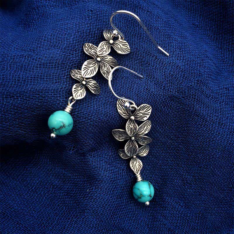 Boucles d'oreilles Serenity Protection en argent sterling 925 avec turquoise et lazurite