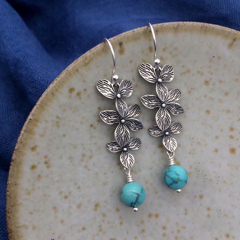 Boucles d'oreilles Serenity Protection en argent sterling 925 avec turquoise et lazurite