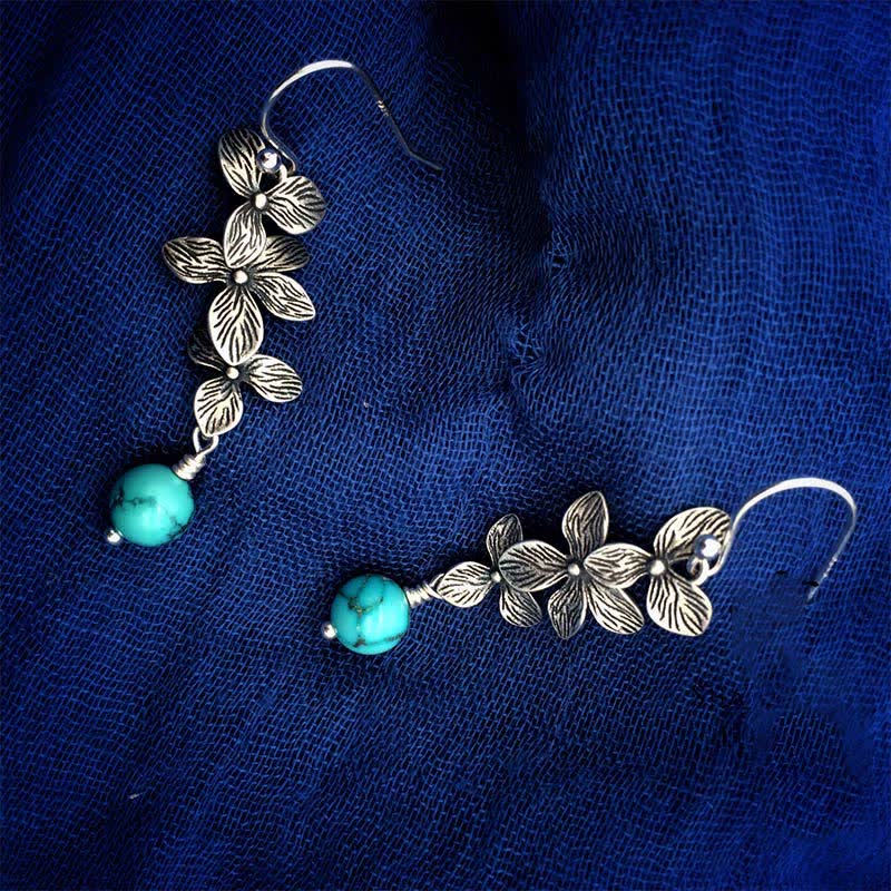 Boucles d'oreilles Serenity Protection en argent sterling 925 avec turquoise et lazurite