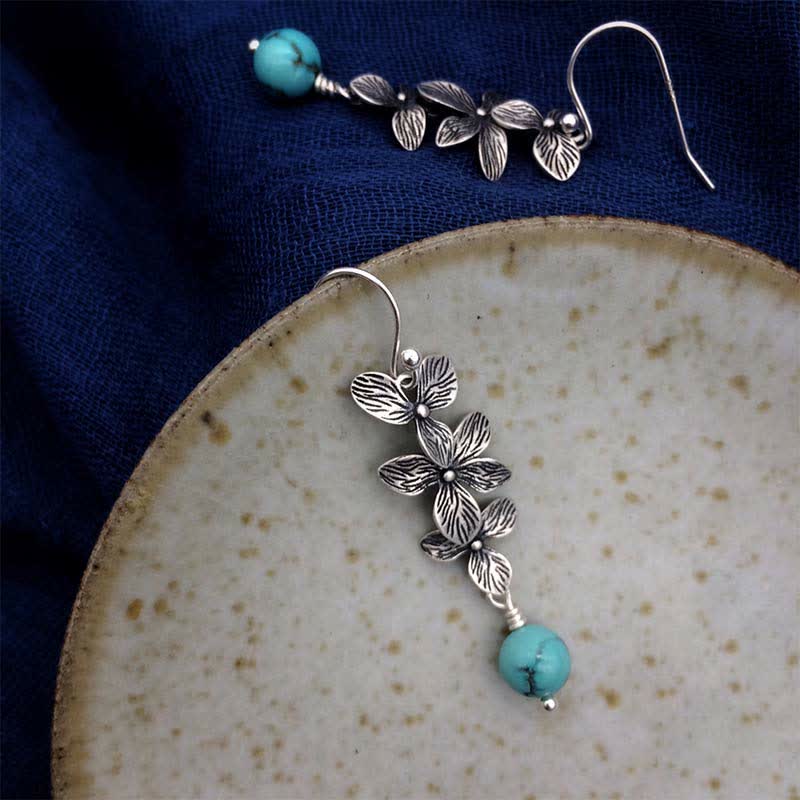 Boucles d'oreilles Serenity Protection en argent sterling 925 avec turquoise et lazurite