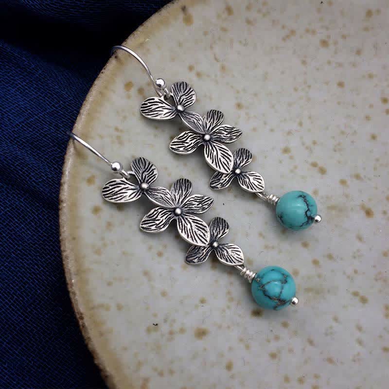 Boucles d'oreilles Serenity Protection en argent sterling 925 avec turquoise et lazurite