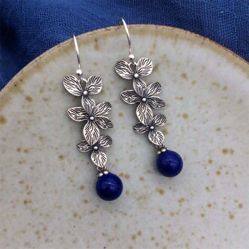 Boucles d'oreilles Serenity Protection en argent sterling 925 avec turquoise et lazurite