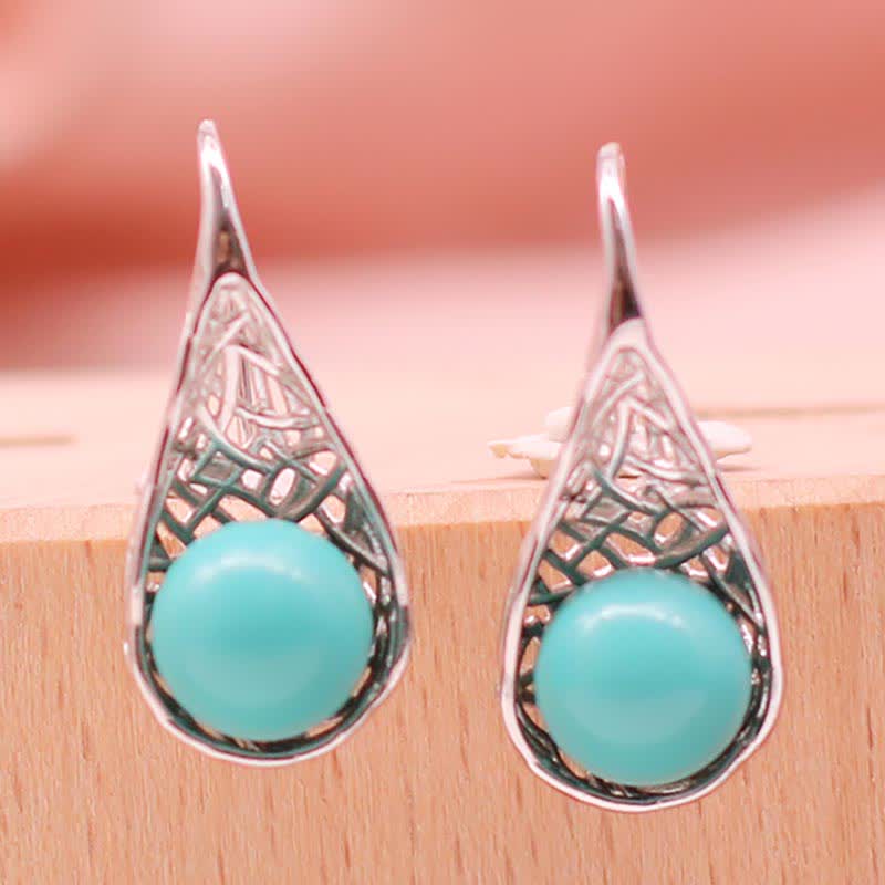 Boucles d'oreilles pendantes en argent sterling 925 avec turquoise