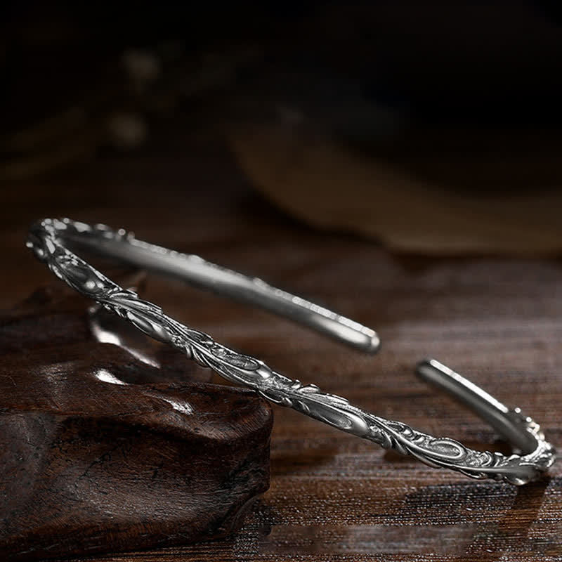 Bracelet de protection gravé en argent sterling 925 avec vigne