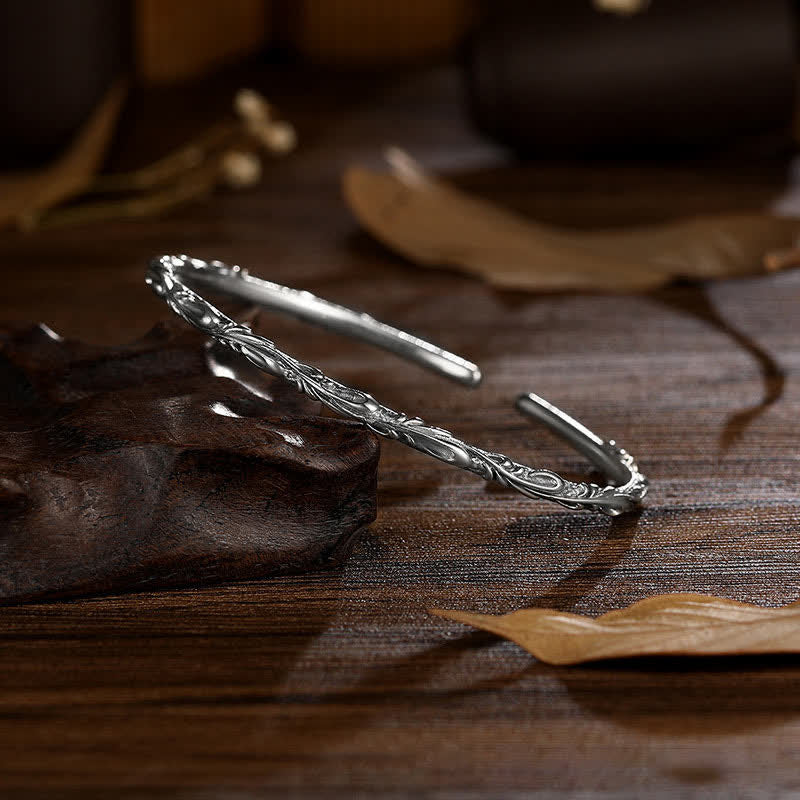 Bracelet de protection gravé en argent sterling 925 avec vigne