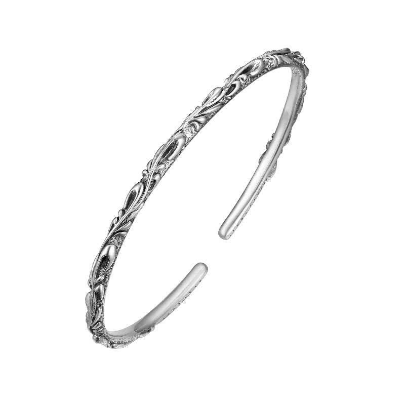 Bracelet de protection gravé en argent sterling 925 avec vigne