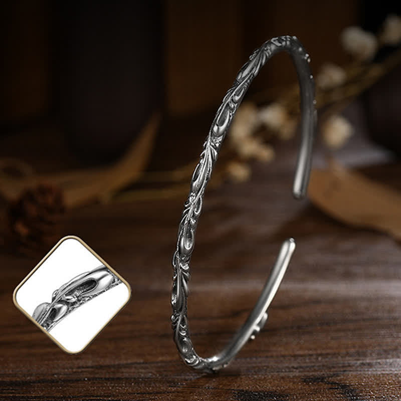 Bracelet de protection gravé en argent sterling 925 avec vigne