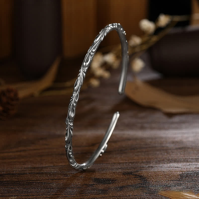 Bracelet de protection gravé en argent sterling 925 avec vigne