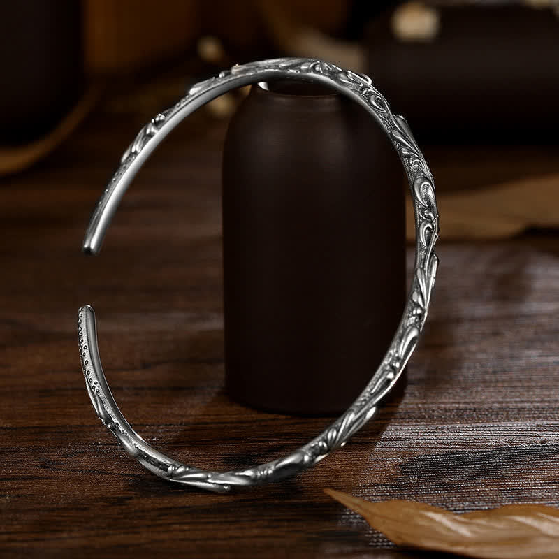 Bracelet de protection gravé en argent sterling 925 avec vigne