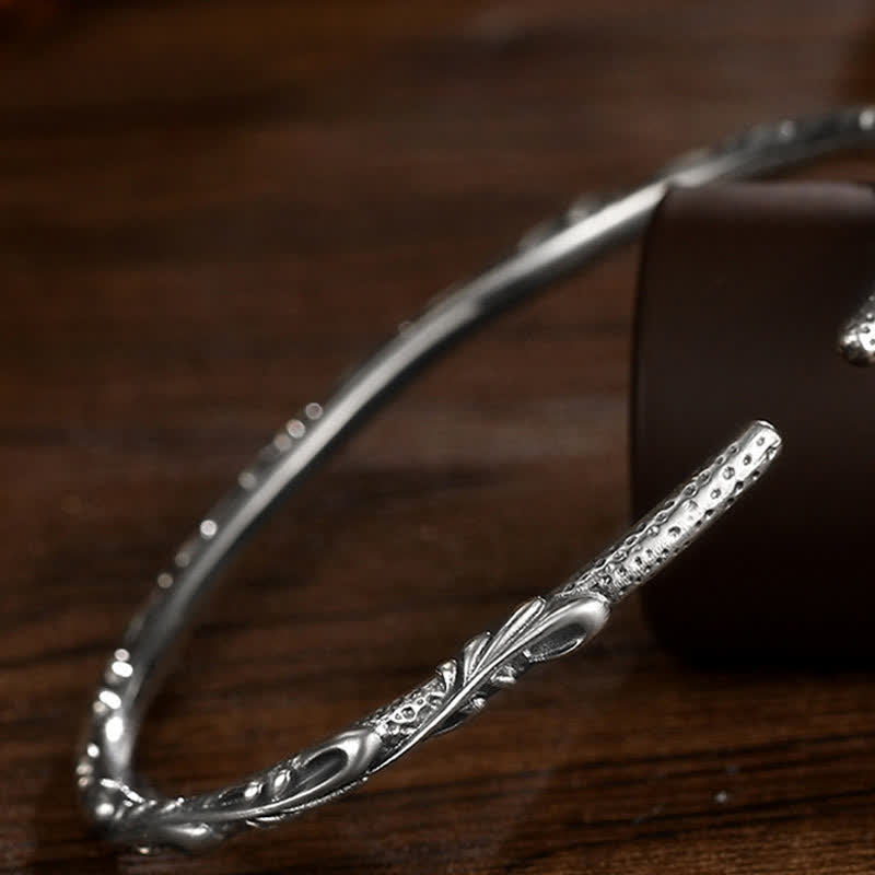 Bracelet de protection gravé en argent sterling 925 avec vigne