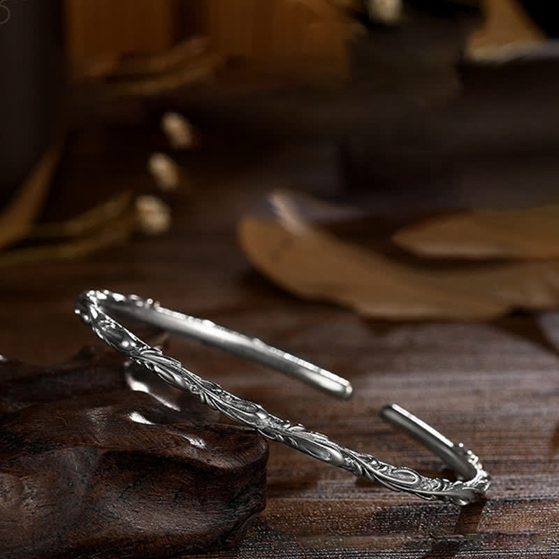 Bracelet de protection gravé en argent sterling 925 avec vigne