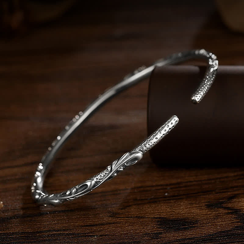 Bracelet de protection gravé en argent sterling 925 avec vigne